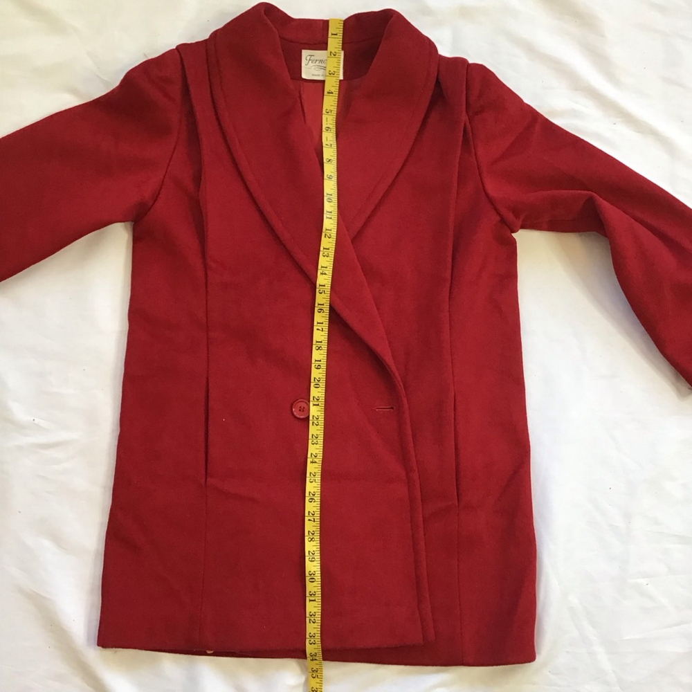 Ferncroft Women Elegant Deep Apple Red Double Breasted Warm Pea Coat M - Picture 8 of 10